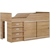 Amazon.co.jp: ロフトベッド 木製 デスク付く ハシゴ 棚 階段